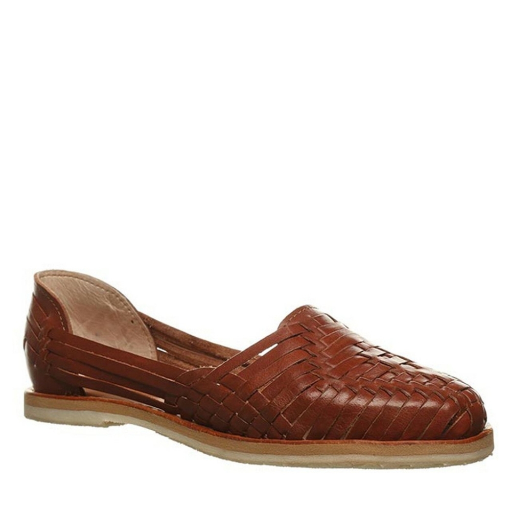 Brown Leather Huaraches Sandals, Size 6